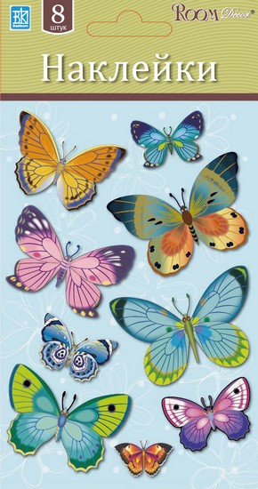 Наклейка   LCHPA 05007 (бабочки разноцветные- мини)  р-р11х19см (уп.12)