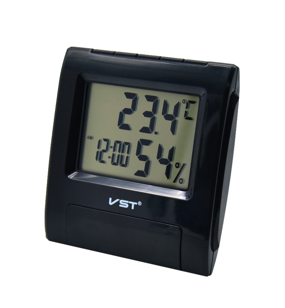 Часы будильник VST-7090S ЧЁРНЫЕ (температура, влажность)