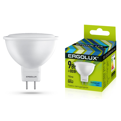 Эл. лампа светодиодная Ergolux LED-JCDR-9W-GU5.3-4K ( 9Вт GU5.3 4500K 172-265В, аналог  Вт)