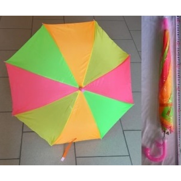 Зонт-трость полуавтомат, разноцветный, со свисткпластм ручка, 8 спиц, 71см, (044766) ткань