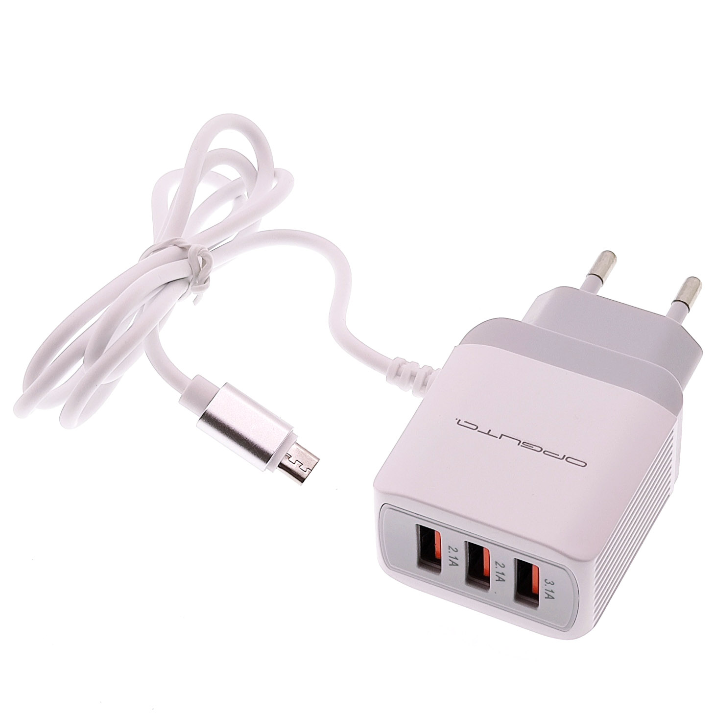 Блок пит USB сетевой  Орбита OT-APU48 белый кабель Micro USB (3*USB, 5В, 2,4A, 80см)