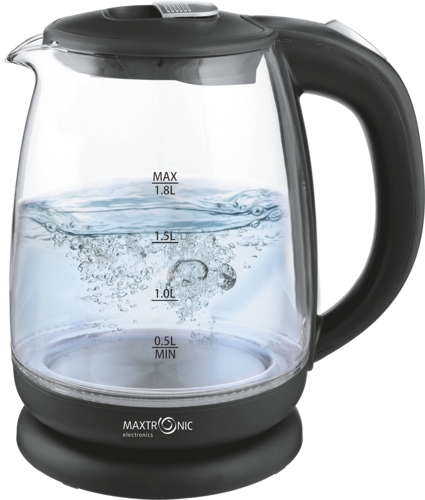 Чайник MAXTRONIC MAX-400 стекл, чёрн (1,8 кВт, 2 л) (12/уп)