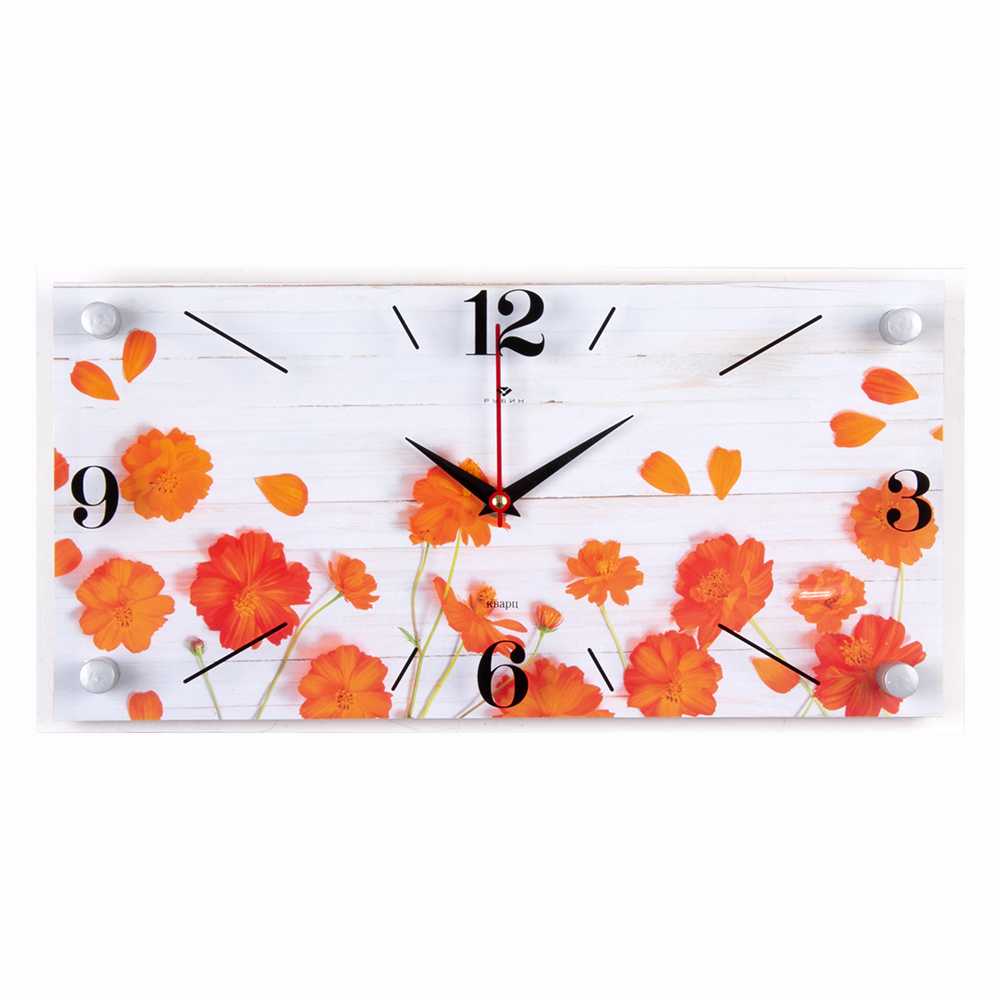 Часы настенные СН 1939 - 010 Оранжевые цветы прямоуг. (19x39) (10)