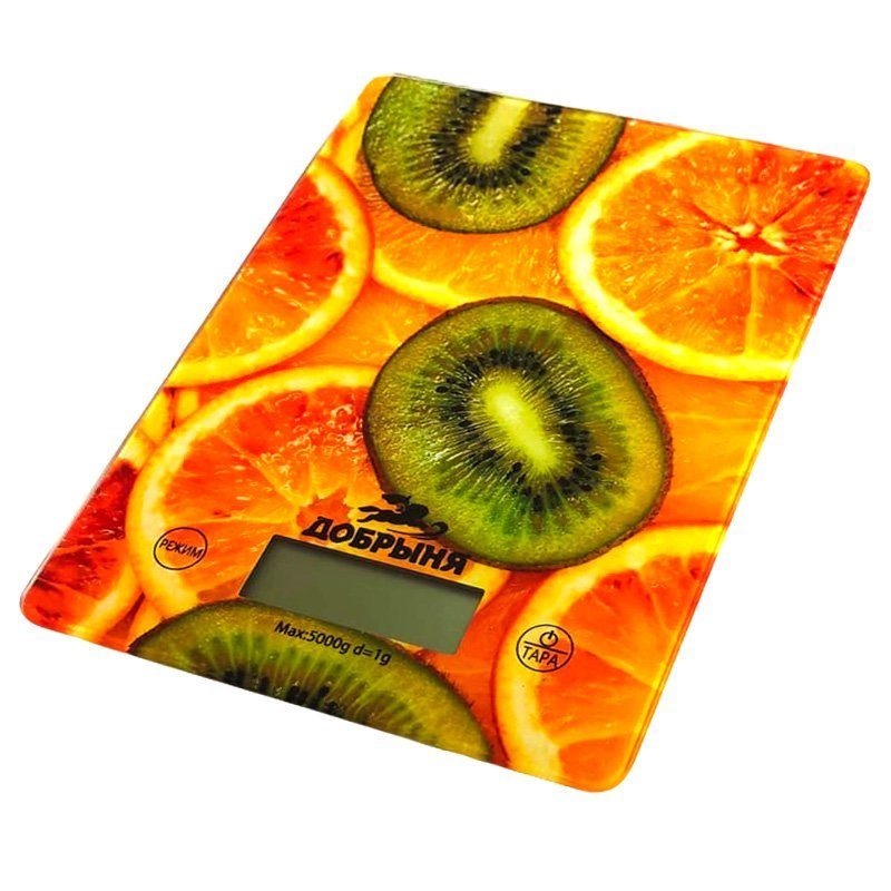 Весы кухонные Добрыня DO-3010 (20*14,5см, 5кг) апельсин/киви