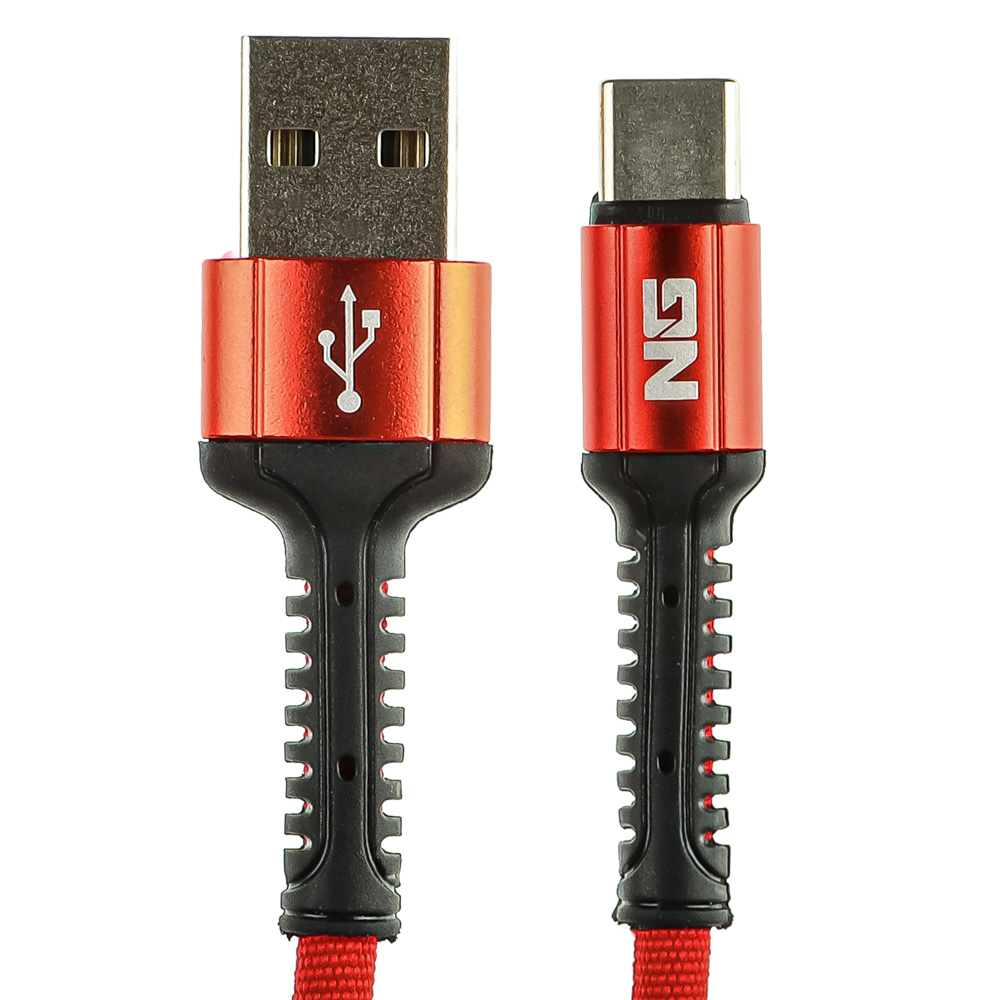 Кабель USB - TYPE C, 1.5м, 3А, тканевая оплётка, быстрая зарядка QC3.0, 3 цвета