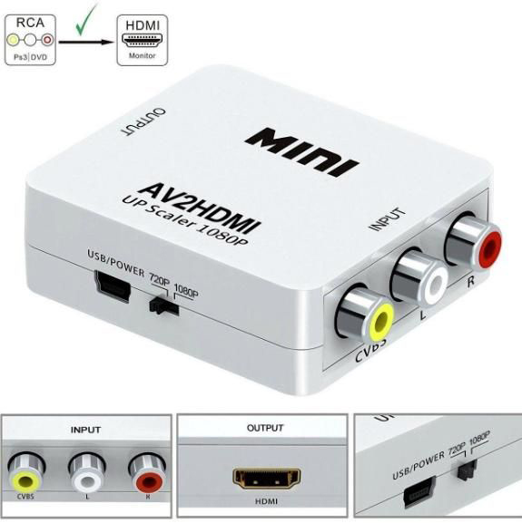 Видео переходник AVW52 AV2HDMI (гнезда 3*RCA вход - гнездо HDMI выход)