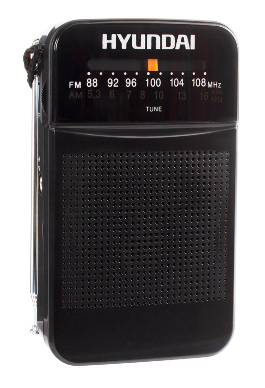 радиопр Hyundai H-PSR110 черный. (портативный FM/AM пит от 2*АА)