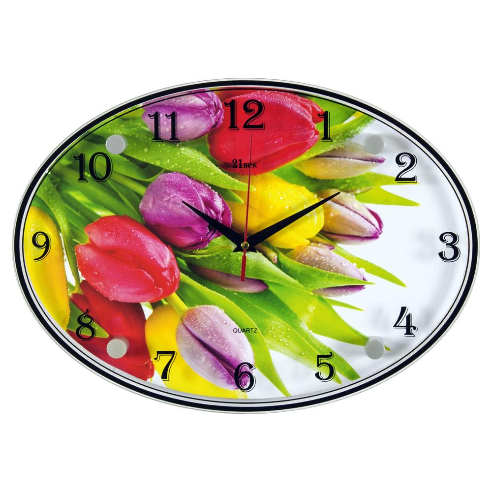 Часы настенные СН 2434 - 834 Букет разноцветных тюльпанов овальн (24х34) (8)