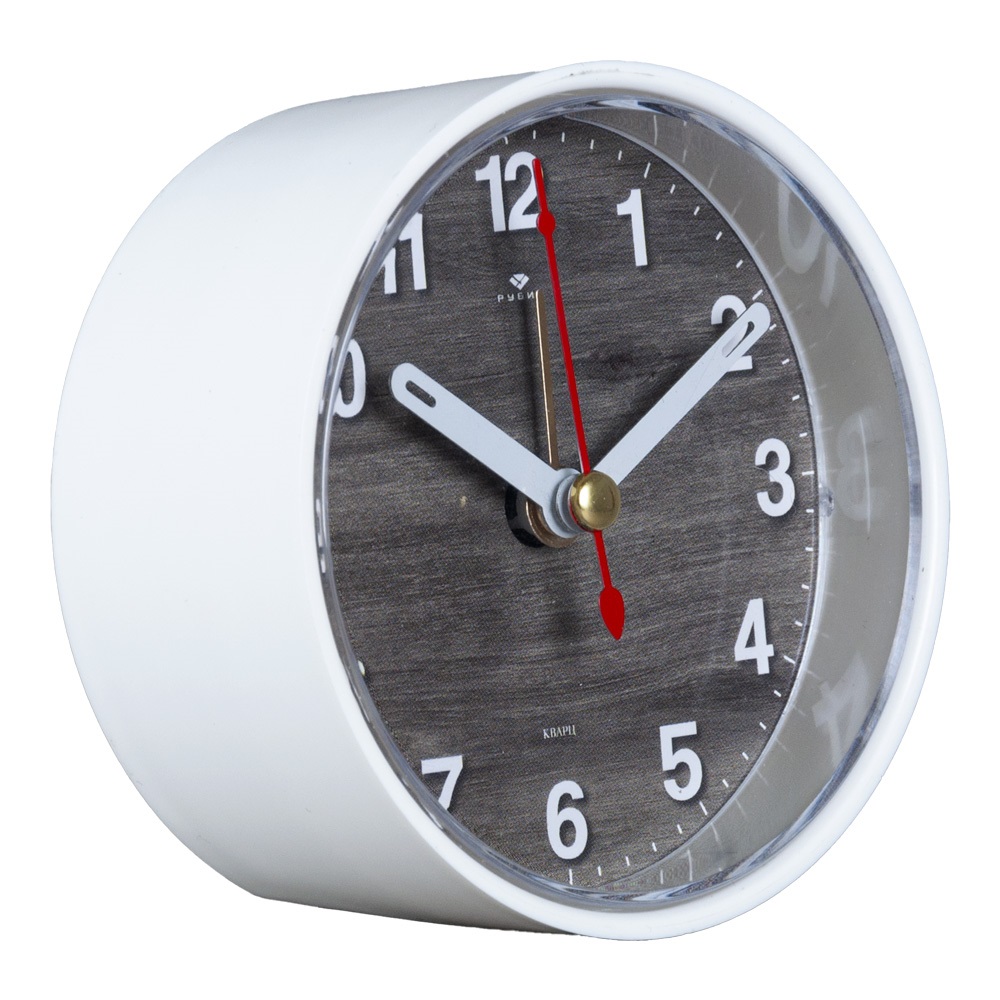 Часы будильник  B7-011 кварц, корпус белый "Эко" (40)