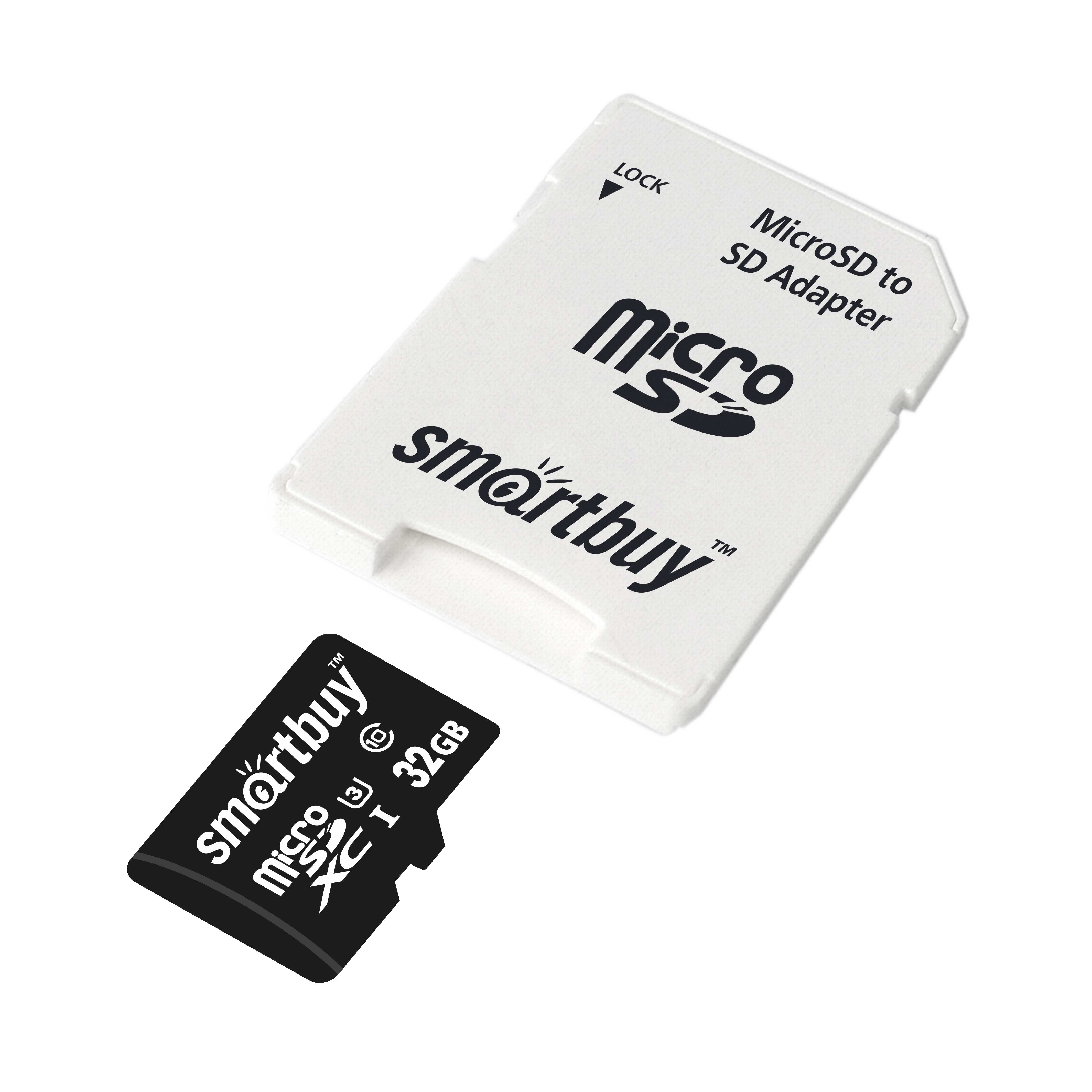 Пам.MicroSDHC,32Gb Smart Buy (Class 10)  PRO U3 R/W:95/60 MB/s (с адаптером SD)