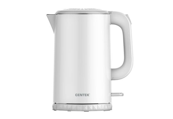 Чайник Centek CT-0020 белый (металл 1.7л, 2200W, бесшовная колба, двойные стенки) 4/уп
