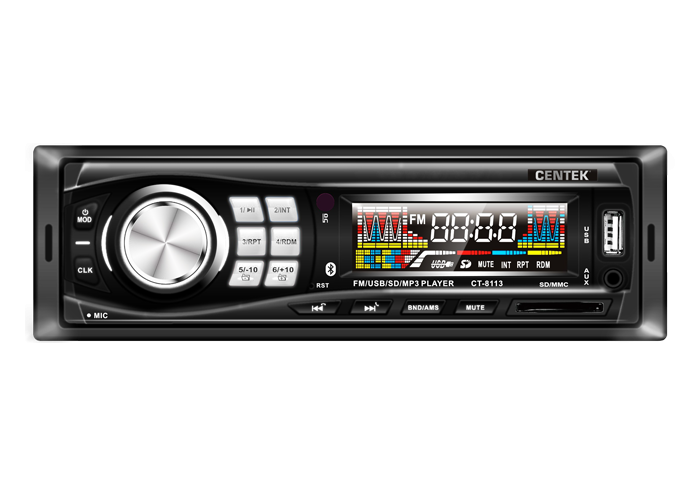 Авто магнитола  Centek СТ-8113 (4х50 Вт, BLUETOOTH, ПУЛЬТ, SD/MMC/USB, MP3, цветной LED)