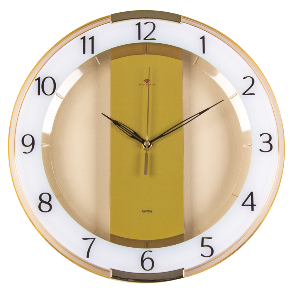 Часы настенные СН 3327 - 002 круг со вставками d=34 см, корпус прозрачный коричнев "Классика" (10)