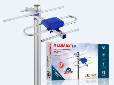 Антенна нар. Lumax DA2202A активная (DVB-T2/ДМВ, Алюм+ABS-пластик, 24дБ, RG-59 5м, пит 5В от прист)