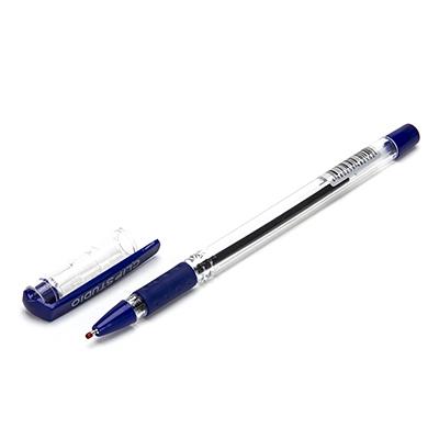 Ручка шариковая ClipStudio синяя, с резин накл, масл. чернила, игольч. након.0,5мм, инд марк50шт/уп