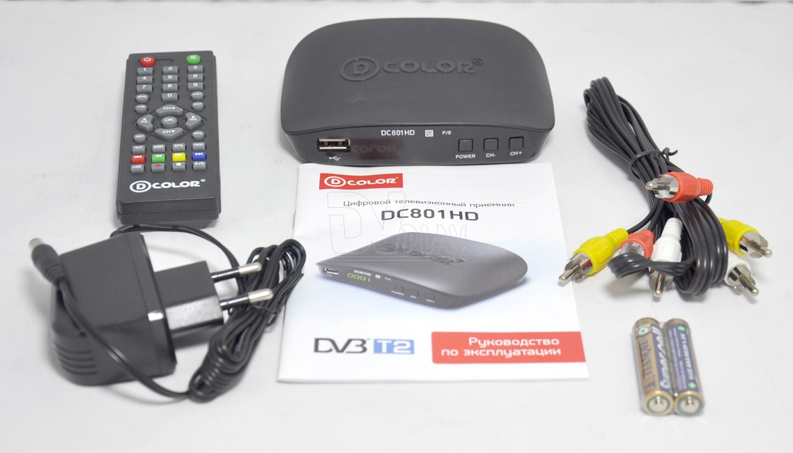 Цифровая TV приставка (DVB-T2) D-Color DC801HD (дисплей, HDMI, USB, RCA)