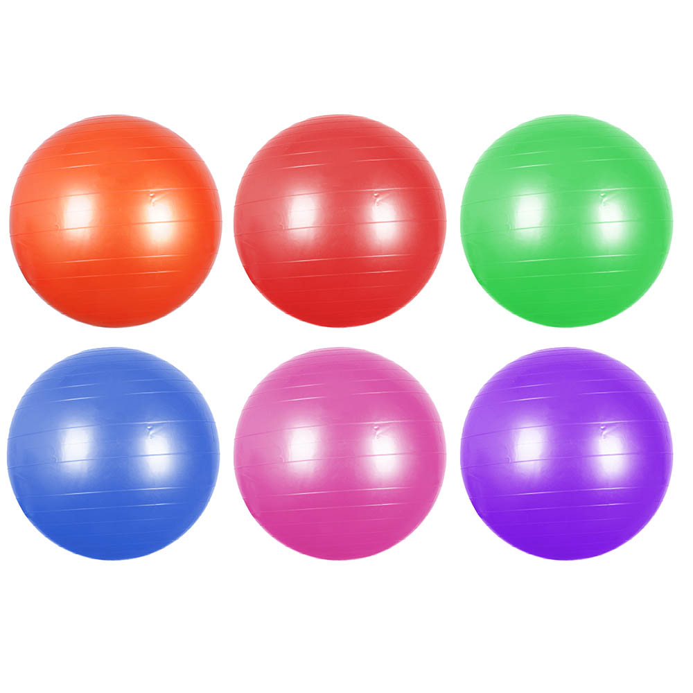 Мяч для фитнеса гимнастический, ПВХ, 65см, 800гр, 6 цветов, в коробке