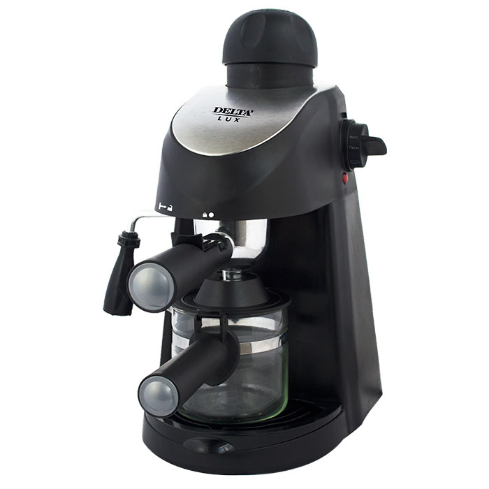 Кофеварка DELTA LUX DL-8150К черн рожковая каппучино/эспрессо, 240 мл (4/уп)