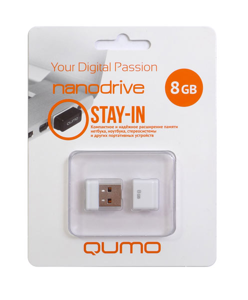 USB2.0 FlashDrives 8Gb QUMO Nano белый