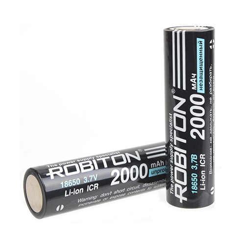 Акк  литиевый ROBITON LI18650-2000NP-PK1 без защиты 2000mAh, 3.7V PK1