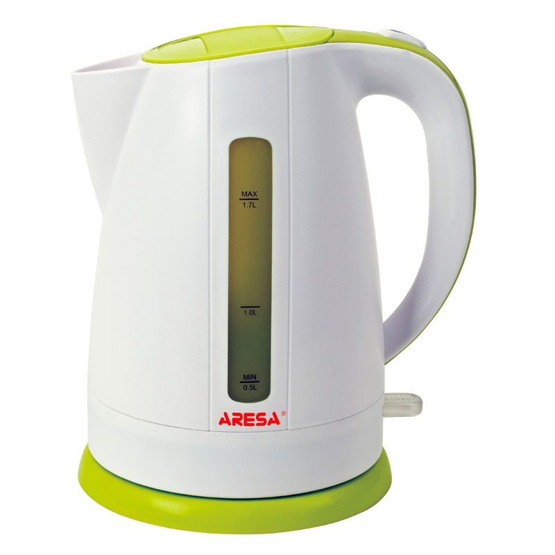 Чайник Aresa AR-3421 бел/зелен 1,7л, скрытый нагр элемент, двухстор индикатор ур-ня воды