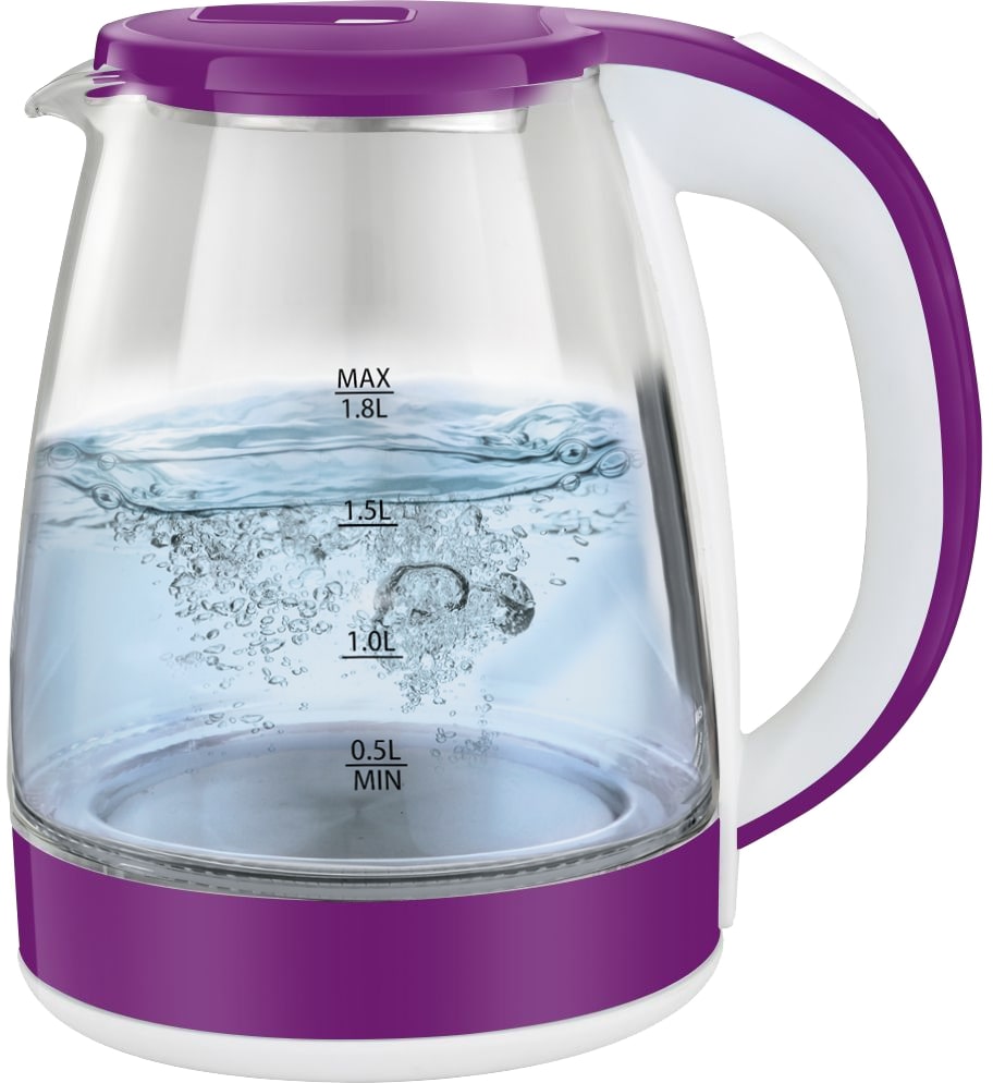 Чайник MAXTRONIC MAX-411 стекл, сиреневый (1,8 кВт, 1,8 л) (12/уп)