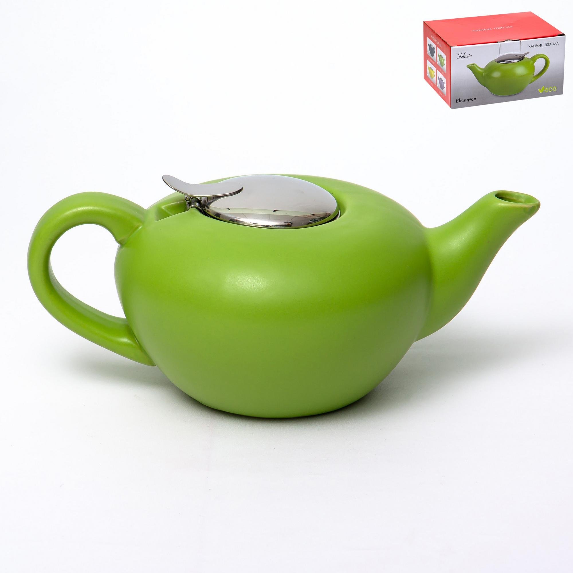 Чайник заварочный  ФЕЛИЧИТА 1000мл с фильтром МАТОВЫЙ зеленый 109-06030