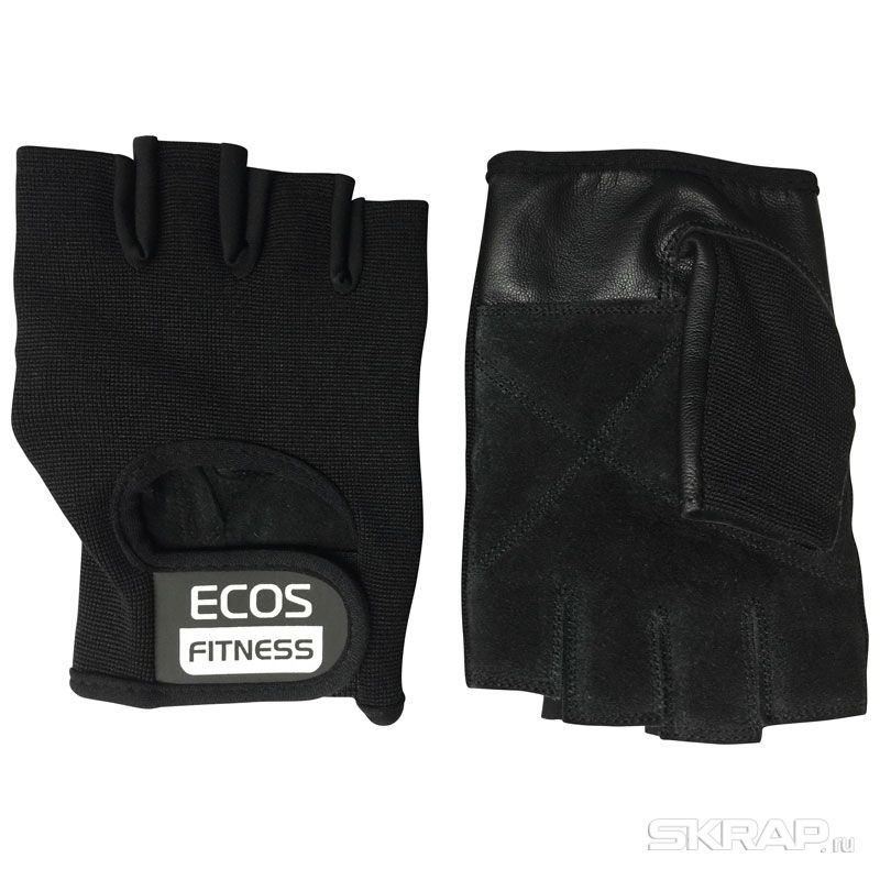 Перчатки для фитнеса ECOS 7001-MIX, цвет: черный, размер: М, L, XL (микс размеров в подупаковке: 6