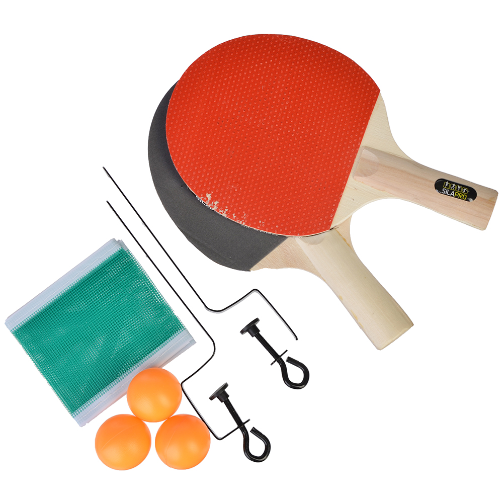Набор для тенниса (ракетка 2шт, теннисный мяч 3шт, держатель д/сетки 2шт, сетка), дерево