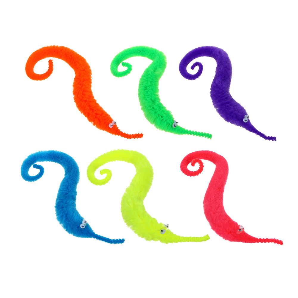 Игрушка Извилистый червяк, полиэстер, 23х2см, 6 цветов