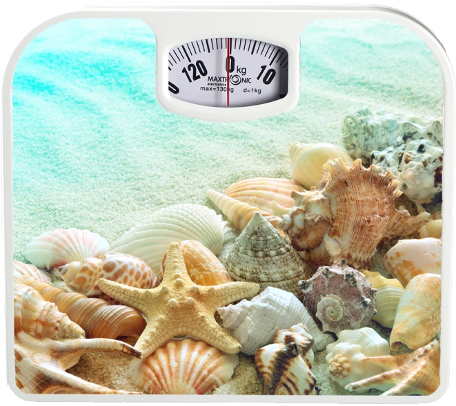 Весы напольные MAXTRONIC MAX-1642 морской песок и ракушки (механич, 130 кг, 10/уп)