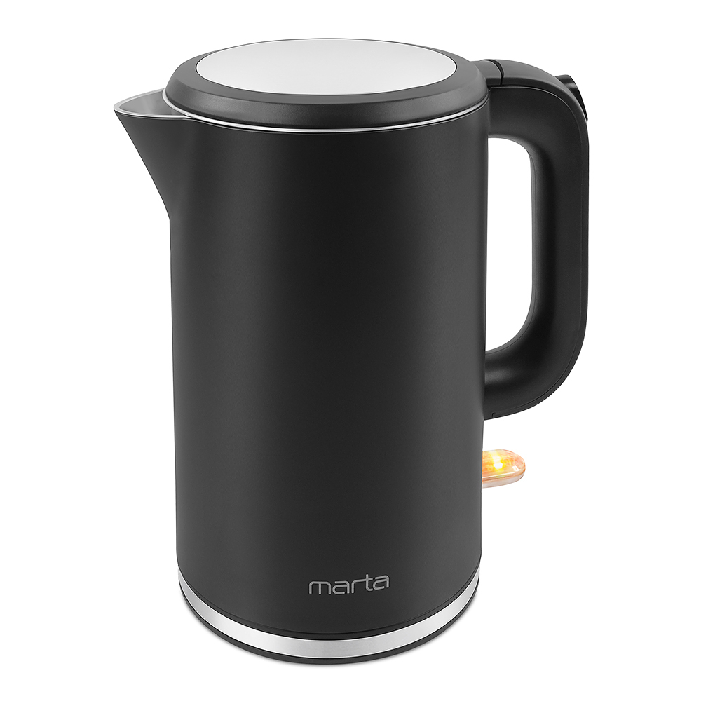 Чайник  MARTA MT-4556 черный жемчуг (1,7л, двойн стенки, диск 2,2кВт) 8/уп