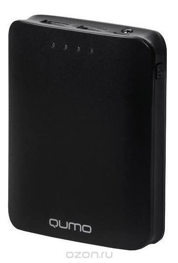 Внешний аккумулятор Qumo PowerAid 7800, лит-ион, 7800мА-ч, 2USB 1A+2A, вход 1А, черн, ABS пластик