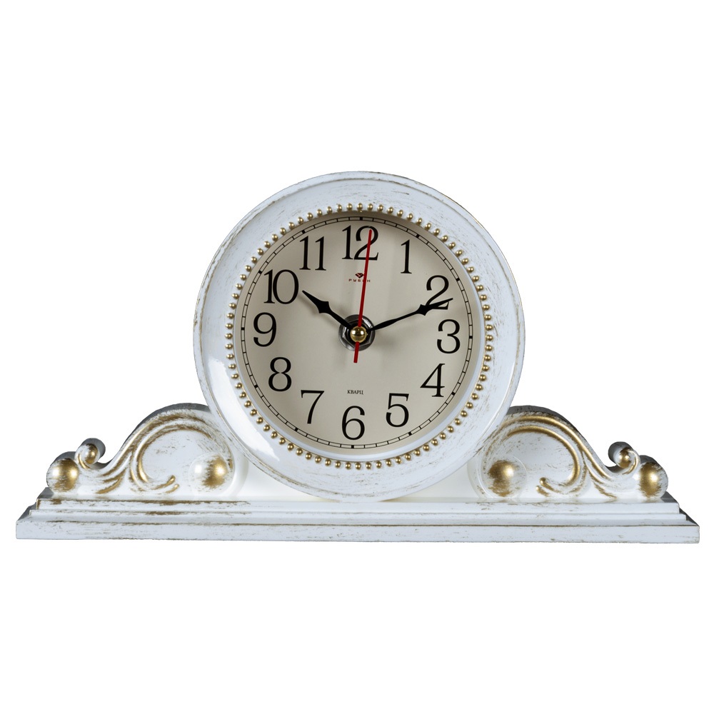 Часы настольные СН 2514 - 003 26х14 см, корпус белый с золотом "Классика"  (10)