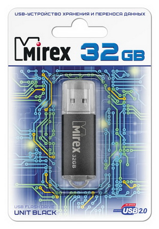 USB2.0 FlashDrives32 Gb Mirex UNIT BLACK