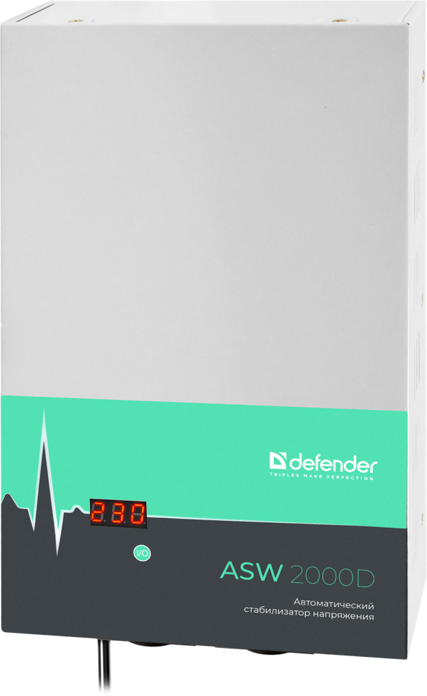 Стабилизатор напряжения DEFENDER ASW 2000D настенный 1200 Bт толщина 65мм,2 розетка