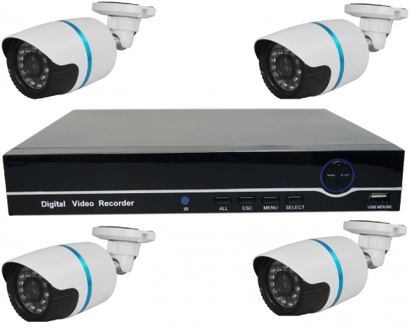 AHD комплект видеонаблюдения OT-VNK01 (AHD-607) (4  камеры, 1080Р, Видеорегистратор, без диска)