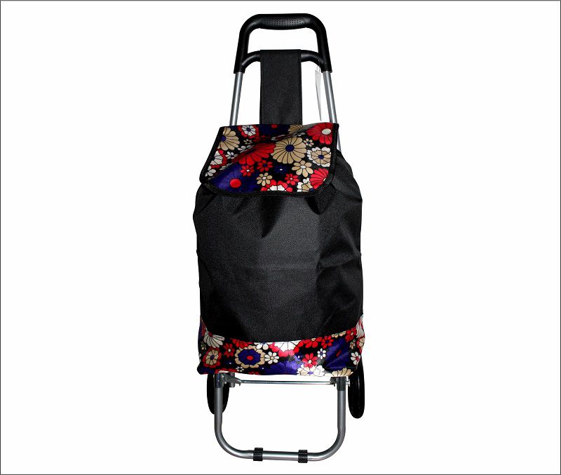Тележка с сумкой КОШКИН ДОМ водостойкая морозоуст, нагрузка 30 кг, колеса ПВХ 14,5 см, ЦВЕТЫ РОЗОВЫ