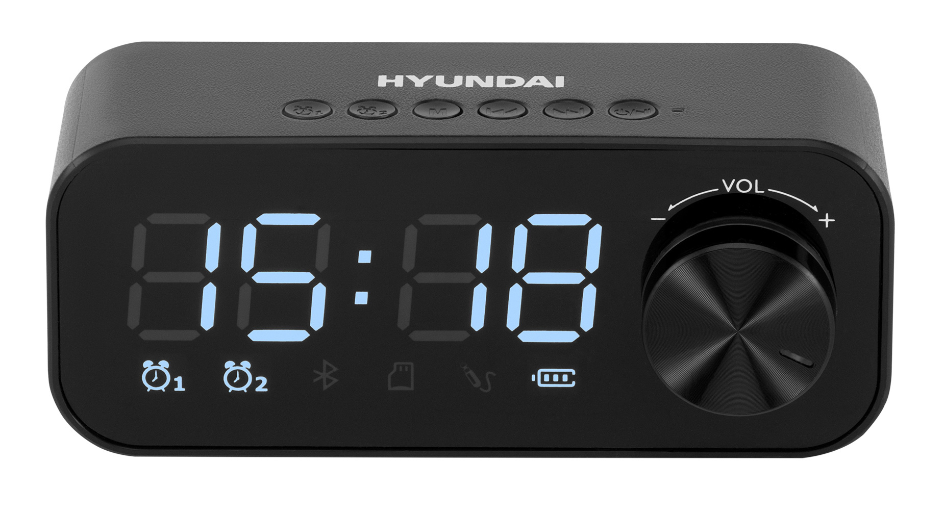 Радиочасы Hyundai H-RCL420 черный LED подсв:белая часы:цифровые FM