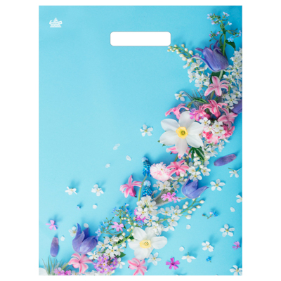 Пакет ПВД с вырубной ручкой, 40*31 см, 60 мкм Очаровательные цветы /уп.50/