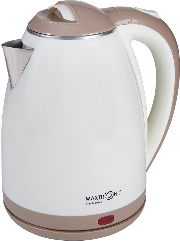 Чайник MAXTRONIC MAX-318A бел-коричн (1,8л, двойн стенки, колба нерж, диск 1,8кВт) 16/уп