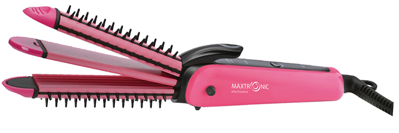 Щипцы для волос MAXTRONIC MAX-MGS-38 розовый (35Вт, выпрямление+гофре+локоны) 24/уп