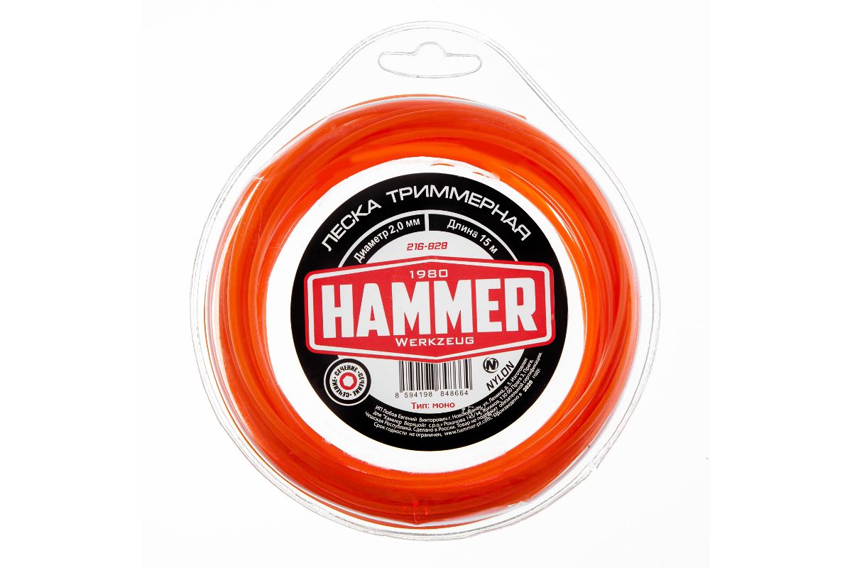 Леска для триммеров Hammer 216-828 2.0мм 15м шестигранник в блистере
