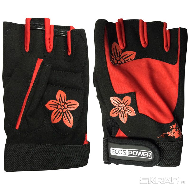 Перчатки для фитнеса ECOS 5106-RM, цвет: черный+красный, размер: М