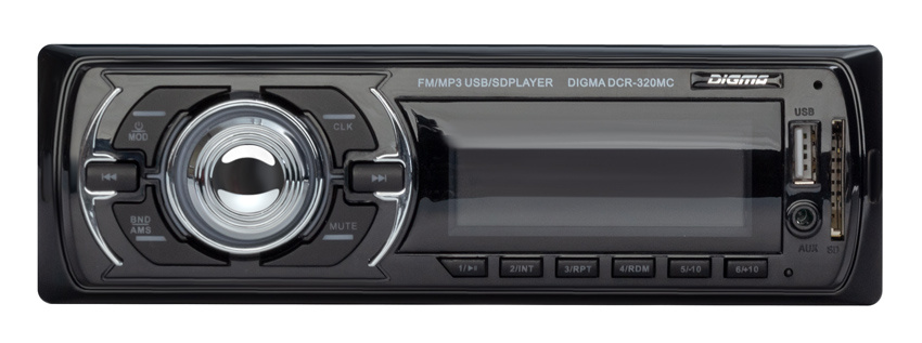 Авто магнитола  Digma DCR-340G (USB/SD/MMC/AUX MP3 4*45Вт 18FM зел подсв)