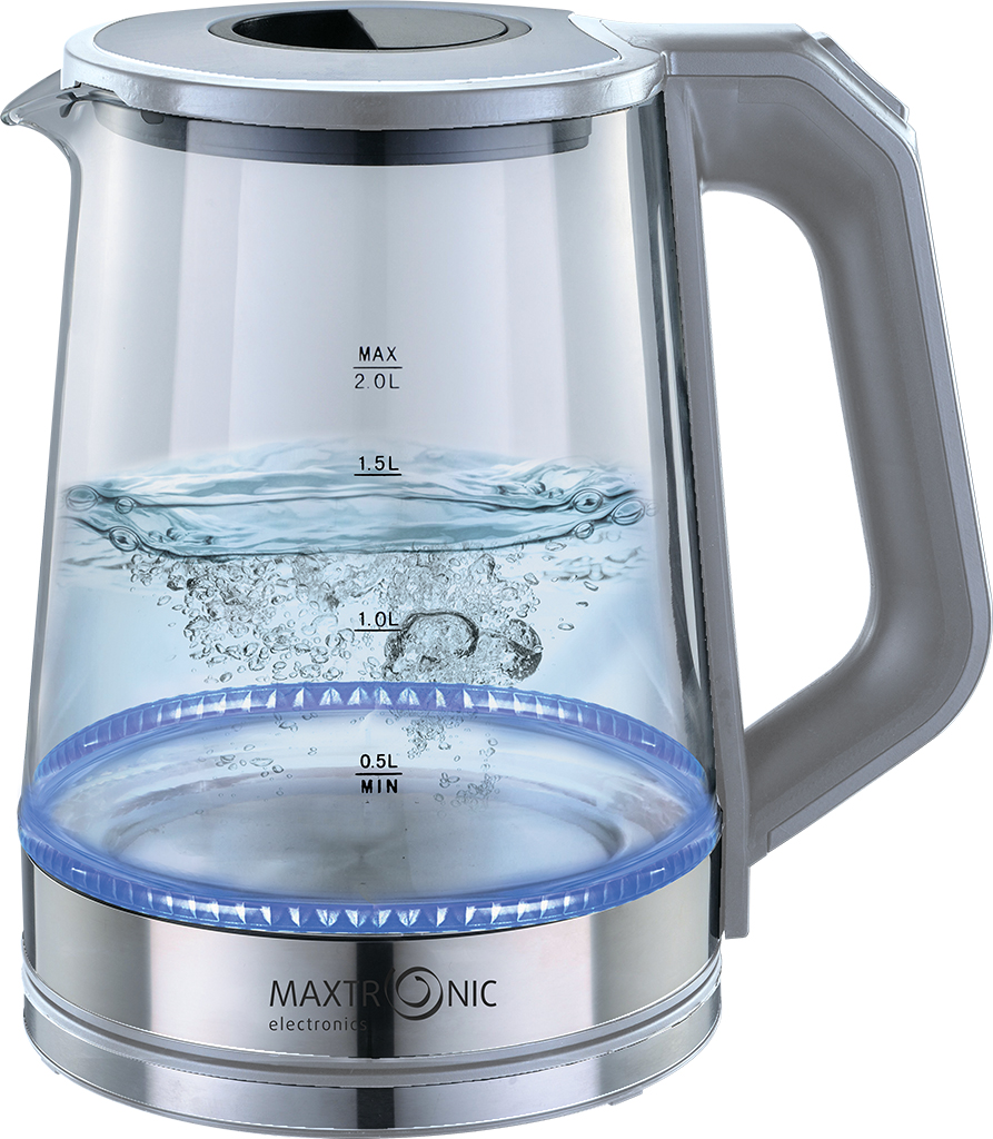 Чайник MAXTRONIC MAX-1780 стекл, серый, нерж (1,8 кВт, 2 л) (12/уп)