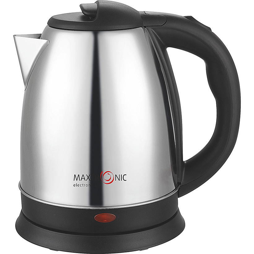 Чайник MAXTRONIC MAX-501 нерж + чёрн (1,5кВт, 1,5л, мет корпус, скрытый нагр элемент) 16/уп