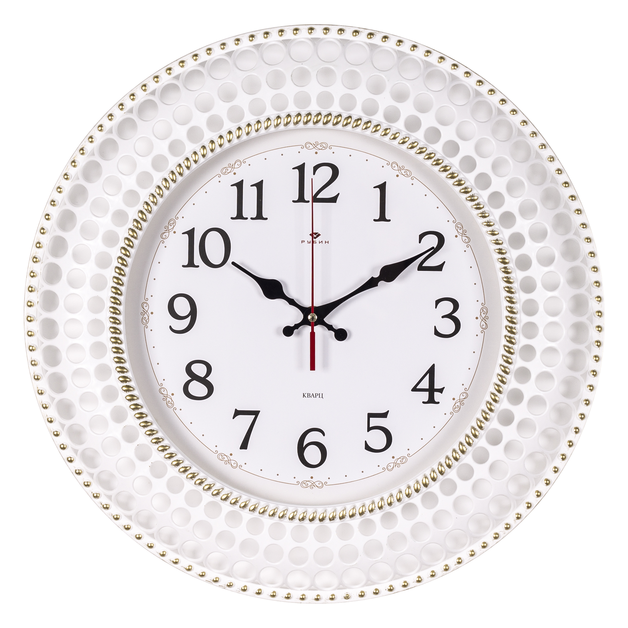 Часы настенные СН 4027 - 002 круг d=40 см, корпус белый с золотом "Классика"