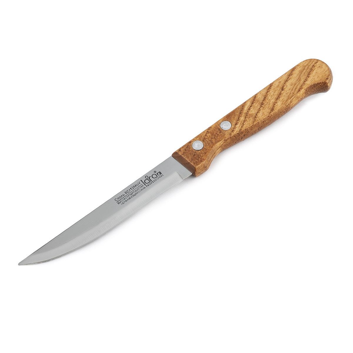 Нож LARA LR05-37 универсальный 10.1см/4", деревянная буковая ручка, сталь 8CR13Mov 1 мм, (блистер)