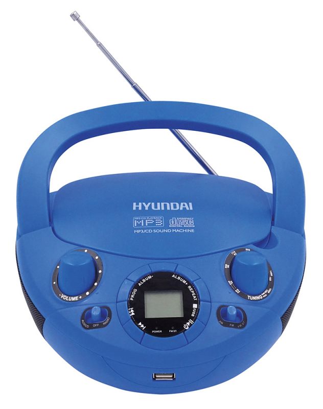 Магнитола Hyundai H-PCD220 синий (2Вт CD/CDRW MP3 FM(dig) USB)